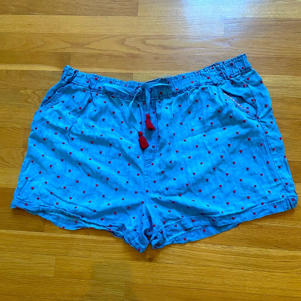 Mathilda Jane dress shorts, size XXL, blue and red polka dot shorts
